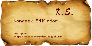 Koncsek Sándor névjegykártya