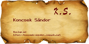 Koncsek Sándor névjegykártya