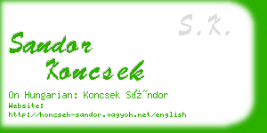 sandor koncsek business card